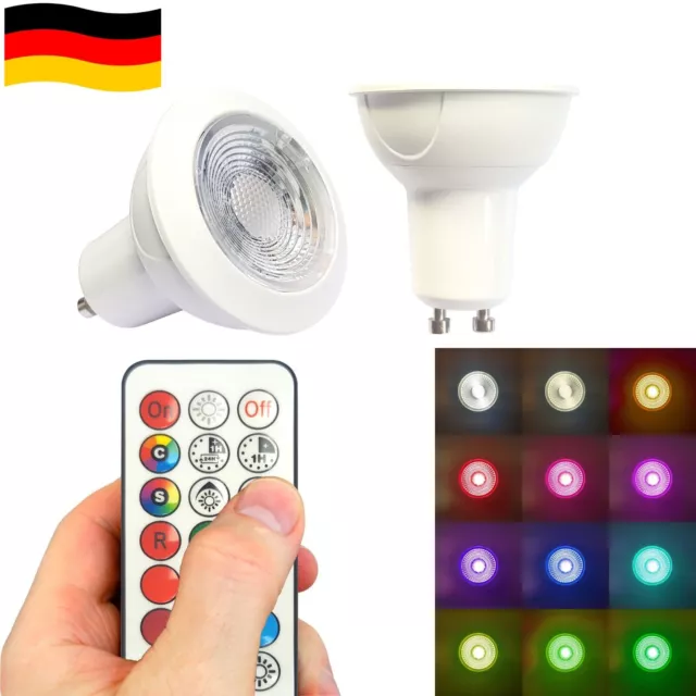 GU10 LED RGB-W WW Farbwechsel + IR Fernbedienung 3W Dimmbar mit Memory Funktion