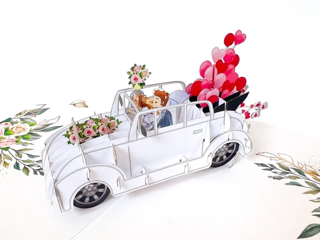 Handgefertigte Hochzeitskarte Aus Holz – Mit Oldtimer-Motiv, 11 X 15 Cm, Inkl. Umschlag, Für Brautpaar & Gäste