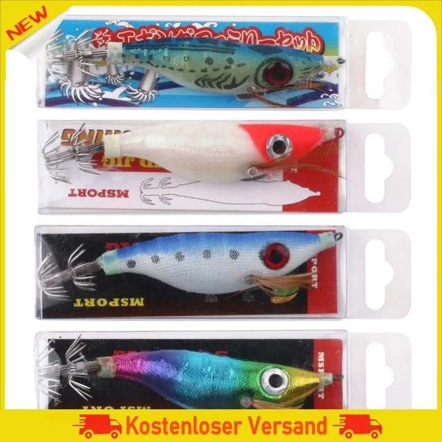 9g Luminous Squid Jigs Artificial Wood Shrimps Cuttlefish for Sea Fishing Hooks