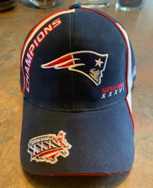 NEW ENGLAND NE Patriots Super Bowl XXXVI SB 36 Champions Hat Cap, Tom ...
