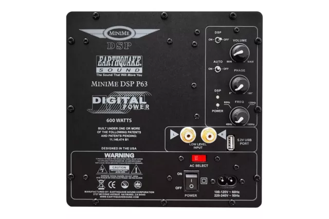 Earthquake Sound MiniMe-DSP-P63 600 W 6,5" Powered Sub DSP Control Piano schwarz 3