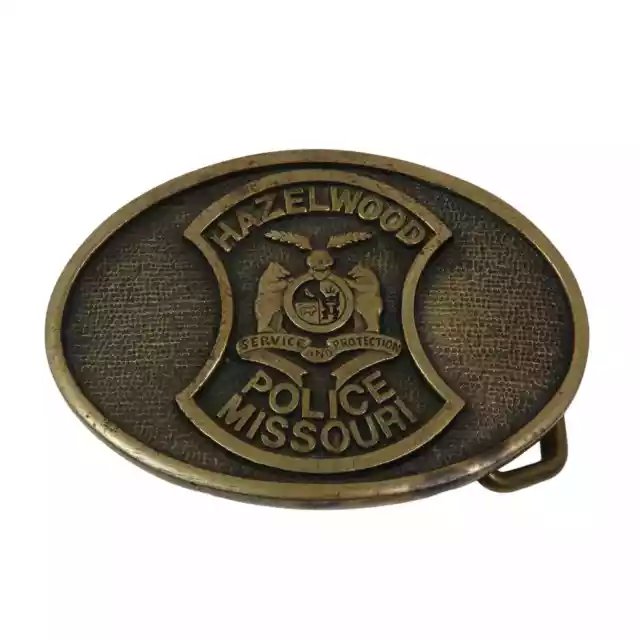 BTS Brass Belt Buckle Hazelwood Police Missouri Made In USA