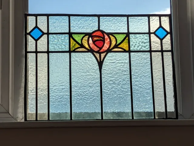 Pretty Decorative Renovated Victorin Stained Glass Panel
