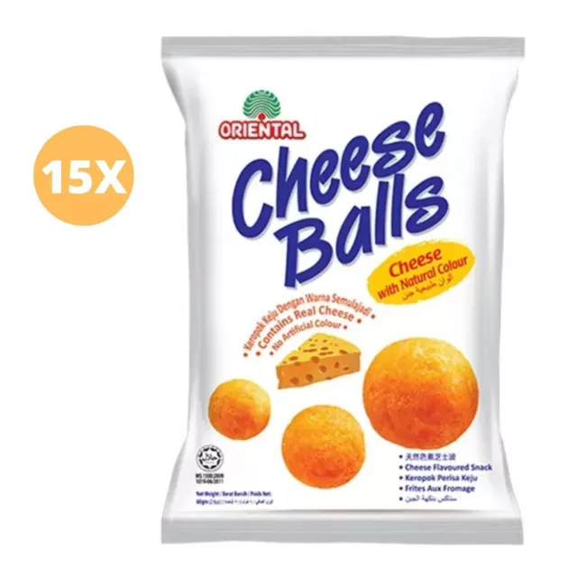 15 Pack X Oriental Cheese Balls Flavored famous Malaysian Snacks (14 gram)