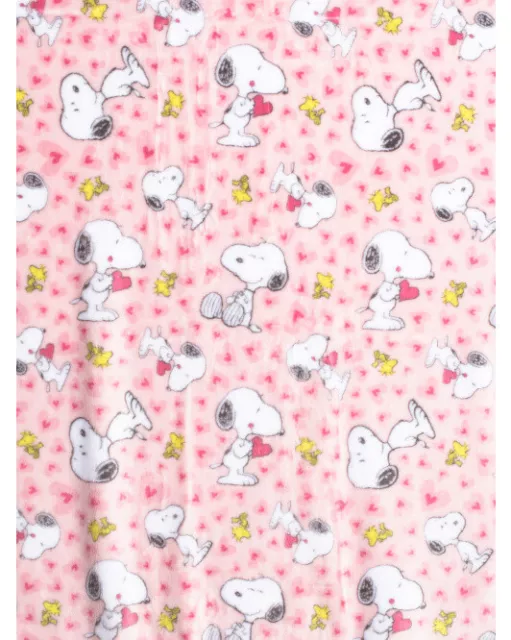 Peanuts Snoopy Valentines Day Hearts Plush Throw Blanket 60"X70" VelvetLoft Pink