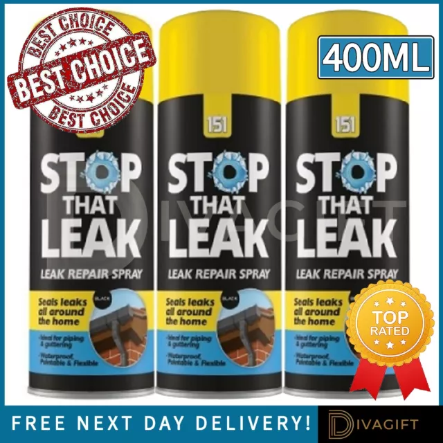 400Ml Stop That Leak Spray Black Waterproof Sealant Repair Mastic Gutter Roof