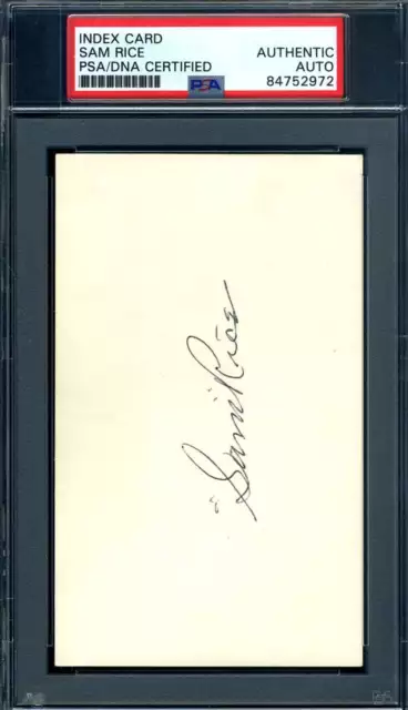 Sam Rice PSA DNA Coa Signed 3x5 Index Card Autograph