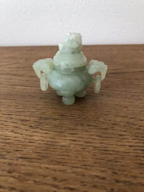 Jade Figur Gefäß Becken mit Deckel China alt selten helle Jade