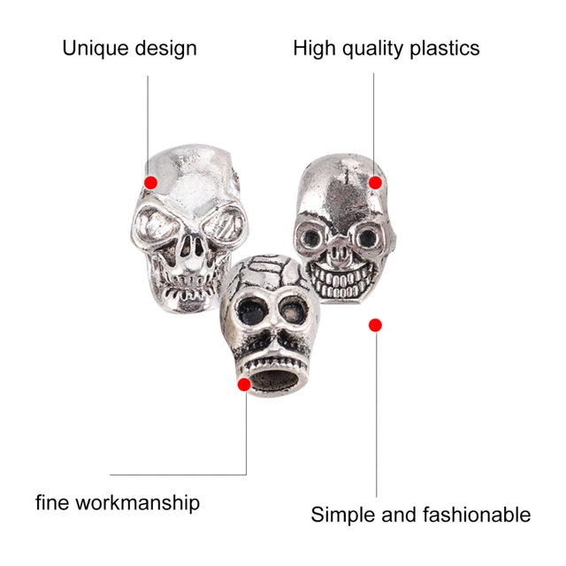 110 Pcs Halloween Skull Big Hole Beads Plating Alloy Miss Necklace Pendant 2