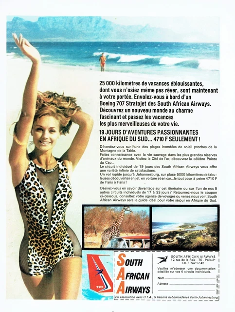 Publicité Advertising  0822 1967   South African Airways   cie aérienne