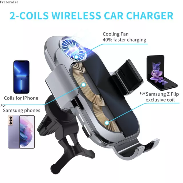 ForSamsung Galaxy Z Flip 5 4 3 2 iPhone Universal Wireless Car Fast Charger 15W 3