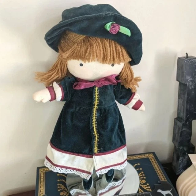 Holly Hobbie ragdoll 1990 Applause vtg Velvet Coat Yarn Hair rare