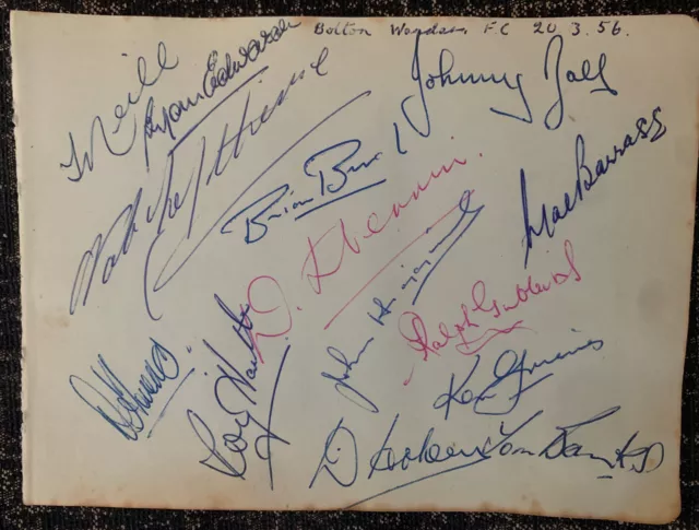 Multi Signed x13 1956 Bolton Wanderers FC Football Autograph Book Page John Ball