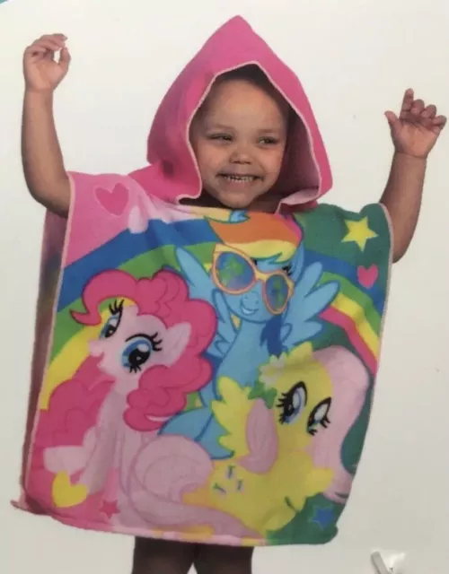 My Little Pony Girls Super Soft Hooded Poncho Towel Bathroom Beach Holiday New