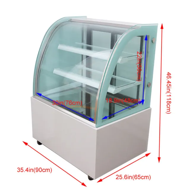 35" Wide Refrigerated Bakery Display Cabinet Cake Bakery Cooling Showcase 220V