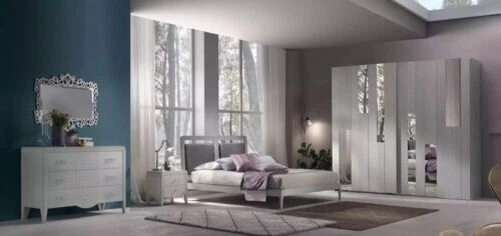 Luxe Chambre à Coucher Set 5tlg. Lit 2x Nachttische Commode Moderne Design