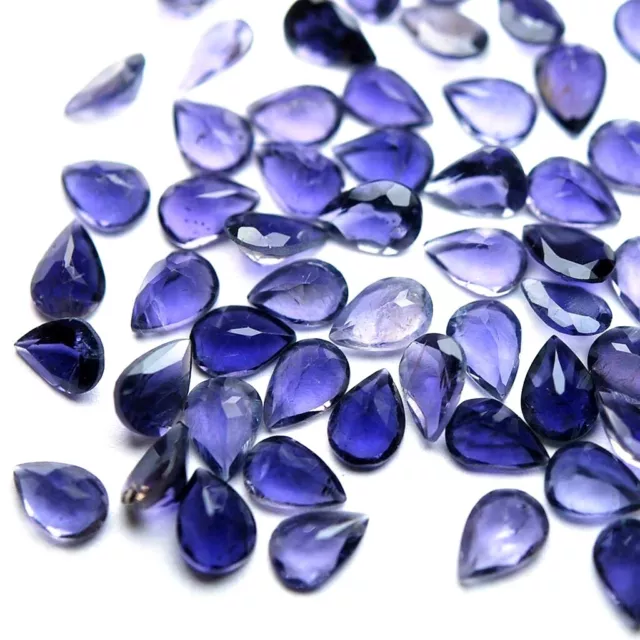Wholesale Lot 3x3mm to 13x9mm Pear Faceted Natural Iolite Loose Calibrated Gems