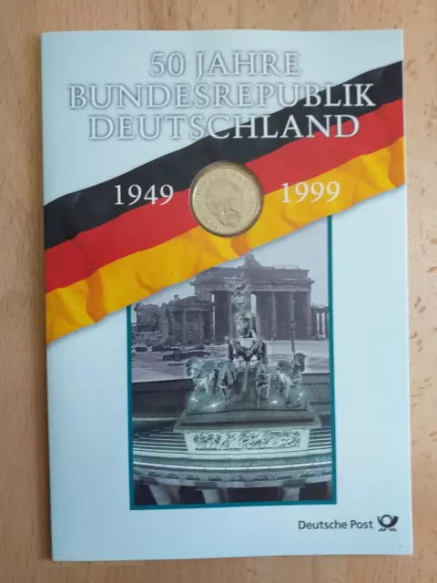 2 DM BRD Ludwig Erhard 1994 D, 50 Jahre BRD mit 4 Briefmarken