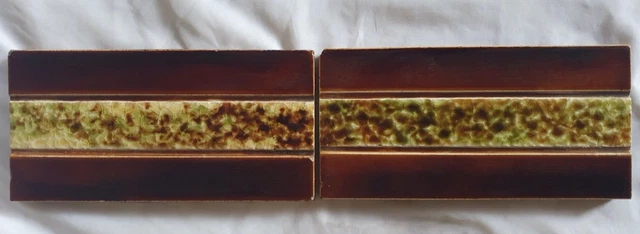 A Pair Of Antique Majolica (6 X 3) Inch Border Tiles, Circa 19Th Century