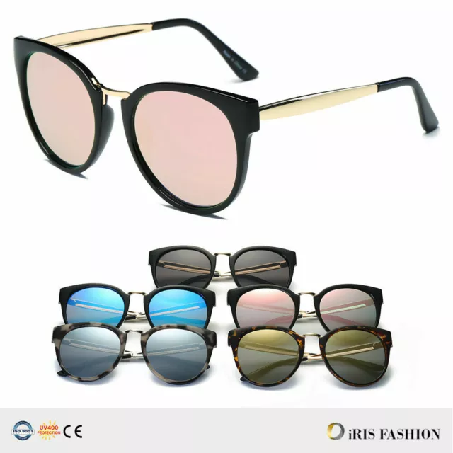 Women ROUND Cat Eye OVERSIZED Sunglasses Luxury Retro Vintage Style Fashion