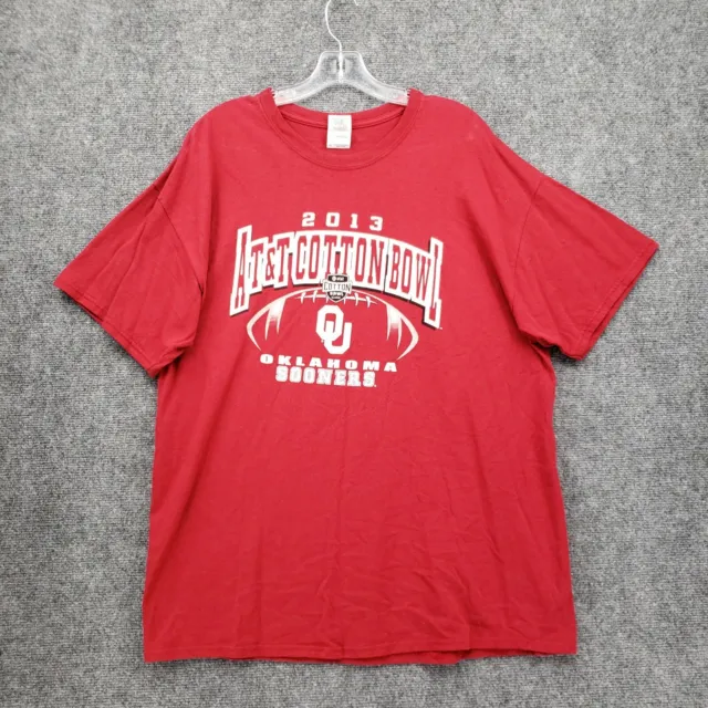 Oklahoma Sooners T-Shirt Mens XL Red 2013 AT&T Cotton Bowl Short Sleeves VINTAGE