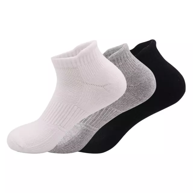 5Pack Men Ankle Cushion Sport Athletic Low Cut Breathe Casual Solid Cotton Socks