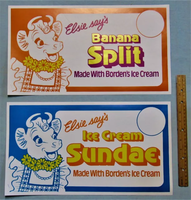 Soda Fountain Posters ~ Elsie the Cow ~ Ice Cream Sundae & Banana Split