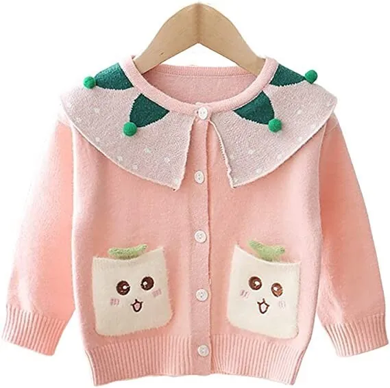 Moonnut Little Girls' Cardigan Cable Knit Thick Sweater 4T