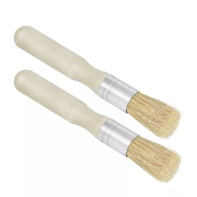 Chalk Paint Wax Brush Set, 2pcs Round Head Wooden Handle Boar Bristle Brushes