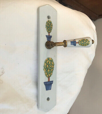 French Door Knob Back plate lever porcelain lemon Tree￼￼ JM Limoges Topiary￼