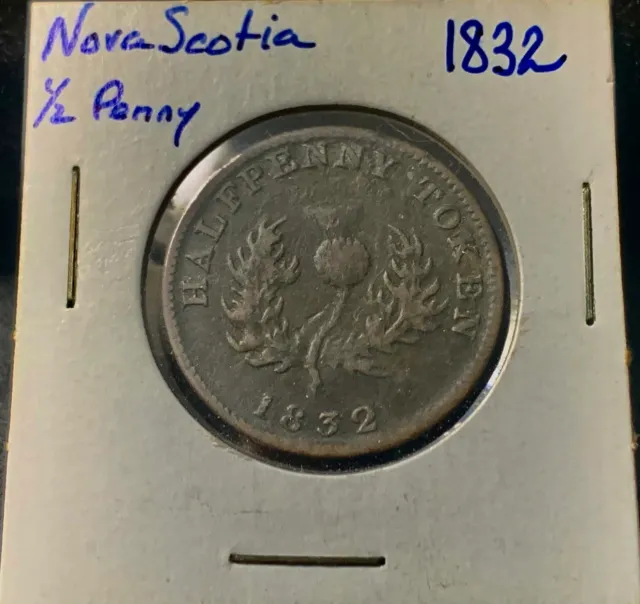 1832 Province of Nova Scotia Half Penny Token - Breton #871 - CH NS-3A2