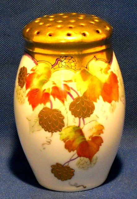 Picard Powered Sugar Shacker, Hand painted Raspberries, Gold Top, Cork, 5 in..