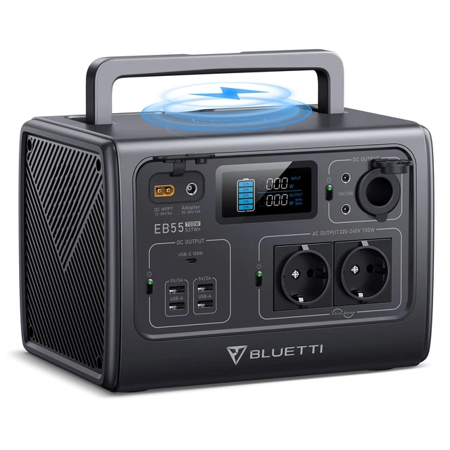 Estación de energía BLUETTI camping EB55 537Wh 700W generador solar LiFePO4 Vanlife