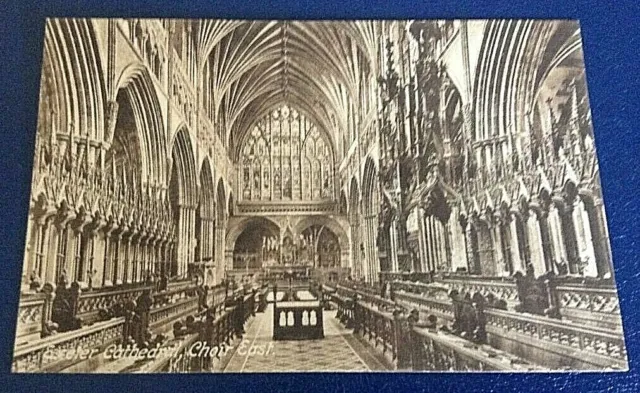 Postcard; Exeter Cathedral, Choir East; Used