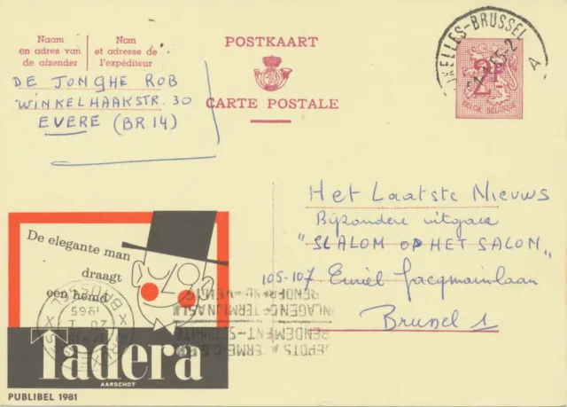 BELGIUM BRUXELLES-BRUSSEL A SC , also machine postmark 1965 (Postal Stationery 2