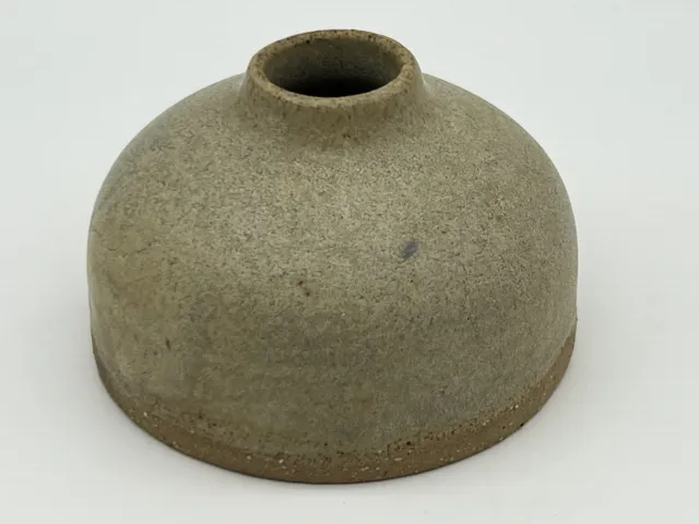 Vintage Studio Pottery Small Light Brown Glazed Squat Bud Vase Signed
