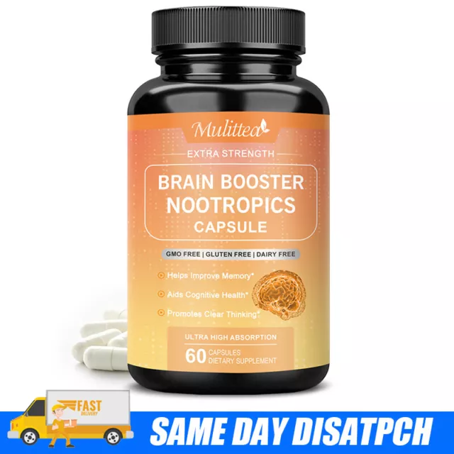 Brain Booster Nootropic Supplement Support Focus Energy Memory & Clarity 60Pills