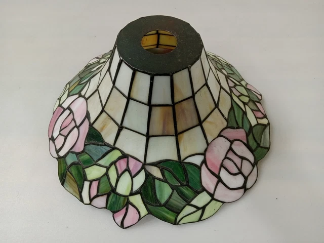Beautiful Stained Glass Lamp Shade 13"x 6" Tiffany Style Floral