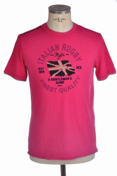 T-shirt manica corta da Uomo Italian Rugby Style Taglia M Colore rosa intenso