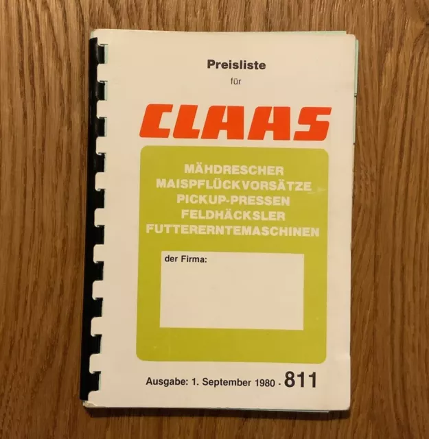 Orig. CLAAS Programm Preislisten Prospekt Buch Mähdrescher Häcksler Pressen 1980