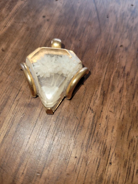 Broche Vintage Art Déco - Fleurs En Métal Doré Et Lucite, Bijou Ancien Français