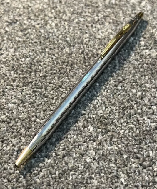 Vintage Cross Century Chrome Gt Ballpoint Pen-Made In Ireland-Company Logo.