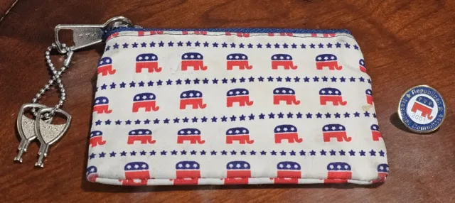 Vtg Republican Party Locking Coin Purse & Republican National Committee Pin 2001