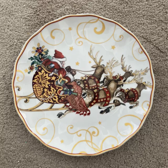 Williams Sonoma Twas The Night Before Christmas Dinner Plate Santa Sleigh