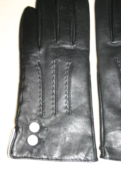 Elegante Lederhandschuhe Damenhandschuhe Handschuhe Leder Damen schwarz Gr 6 1/2 3