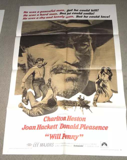 Will Penny Original 1sh Movie Poster '68 Charlton Heston, Joan Hackett,