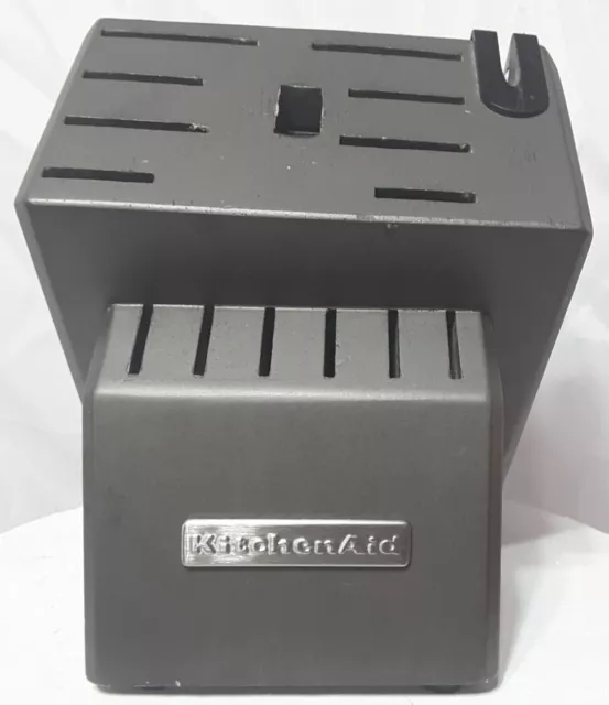 Bloque de cuchillo gris KITCHENAID con 15 ranuras y afilador de cuchillo
