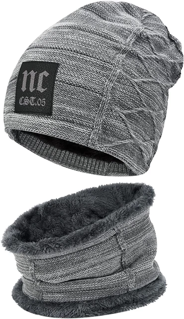 Gorro Para Hombre Gorros De Invierno Hombres Para El Frio Con Bufanda Punto new 6