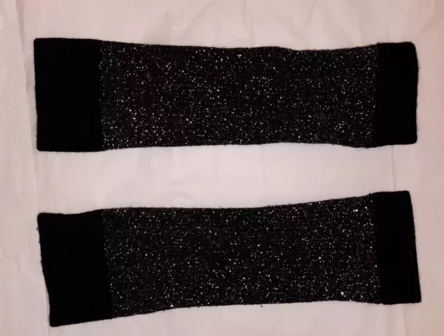 Danskin Now Black Silver Black Shimmer Leg Warmers Pair Girls One Size O/S