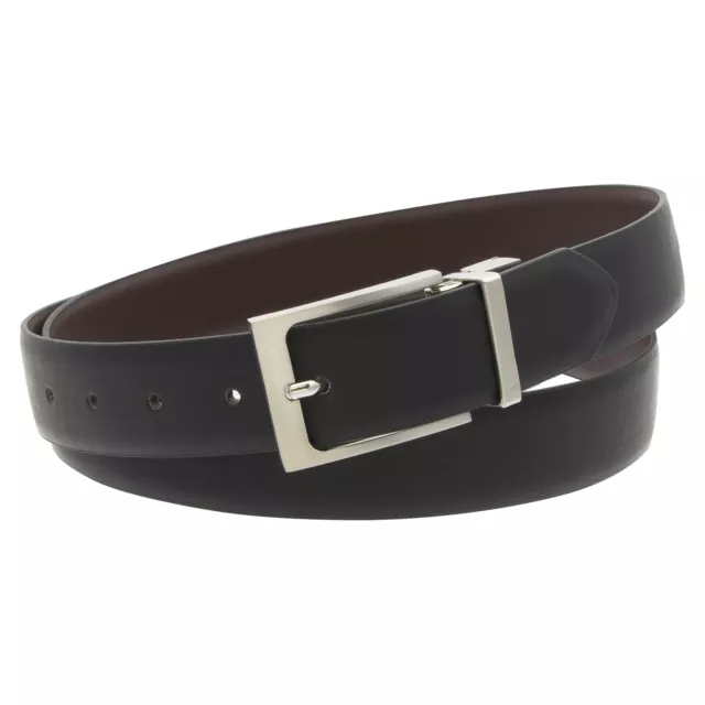 Gold Coast Men's Reversible Buckle Faux Leather Black/Brown Belt, Size 36